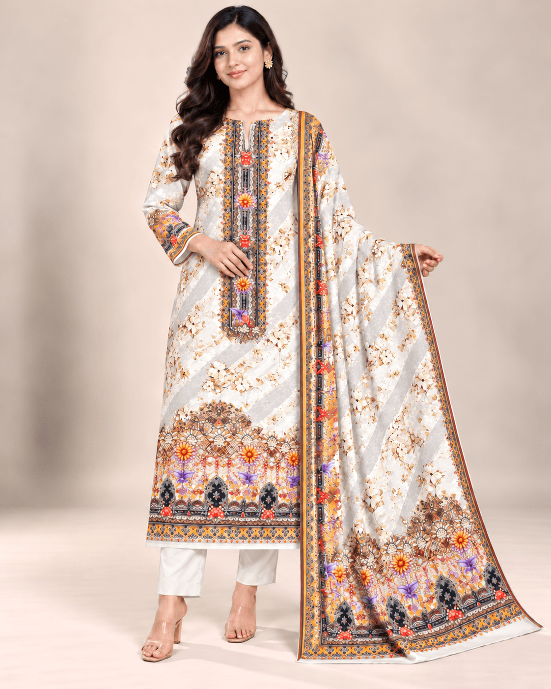 Wholesale unstitched three-piece collections.